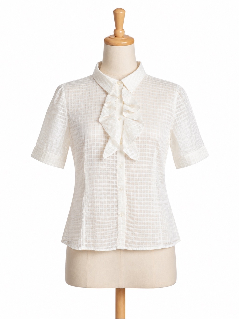 JH Collectibles White Cotton Ruffle Blouse Size S/M